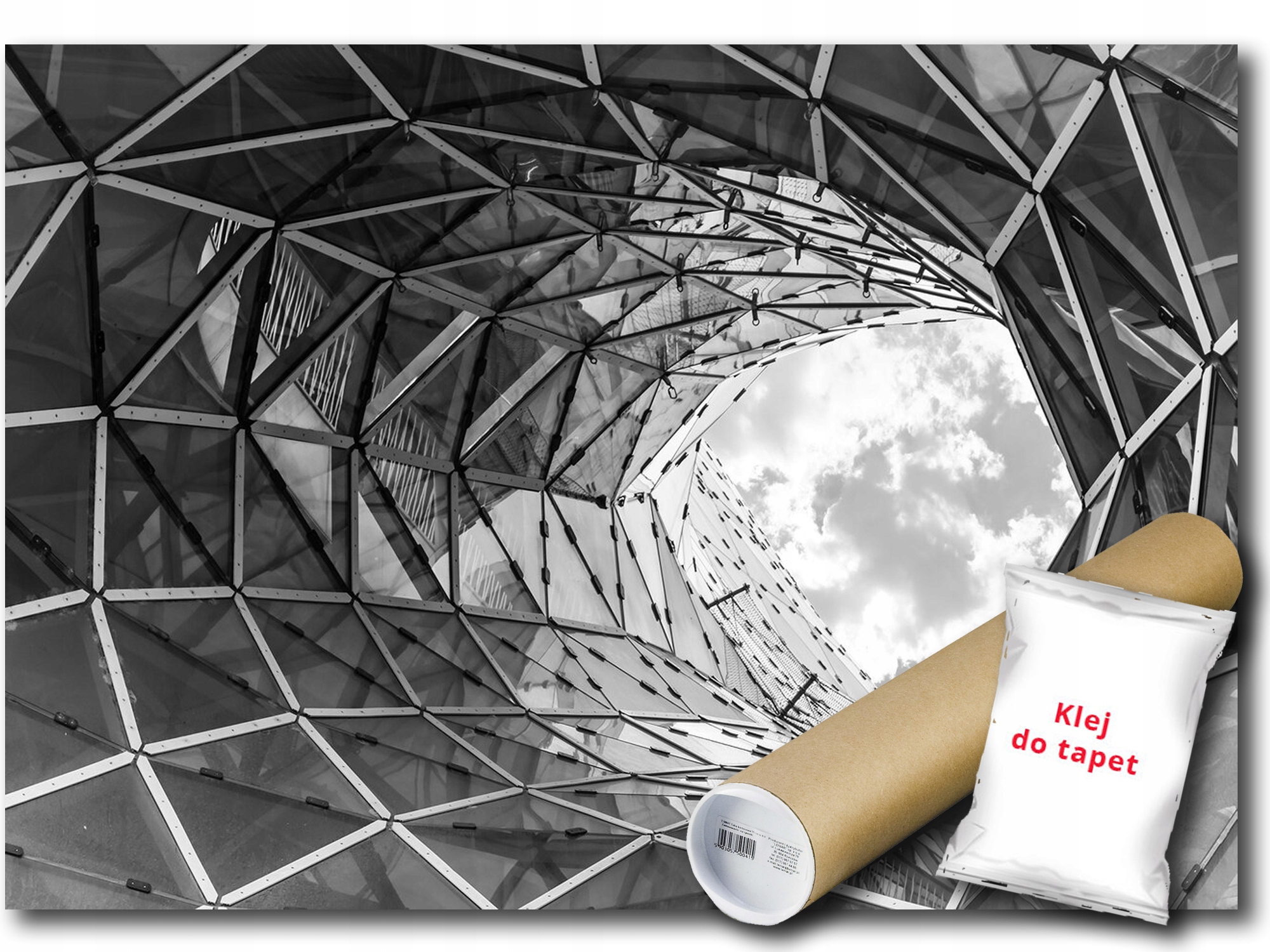 Vinylová Fototapeta Tunel Sklo Oceľ Budova Obloha 3D Architektúra 208x146