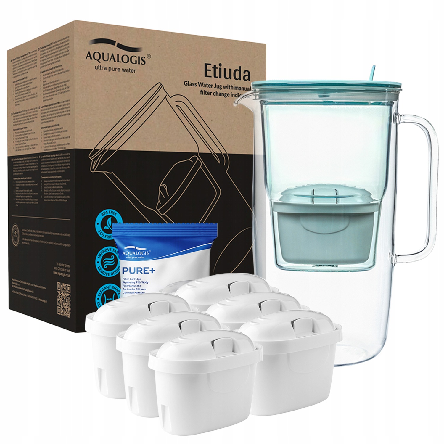 Filtrační konvice Aqualogis Etiuda 2,9 l modrá 6 náplní