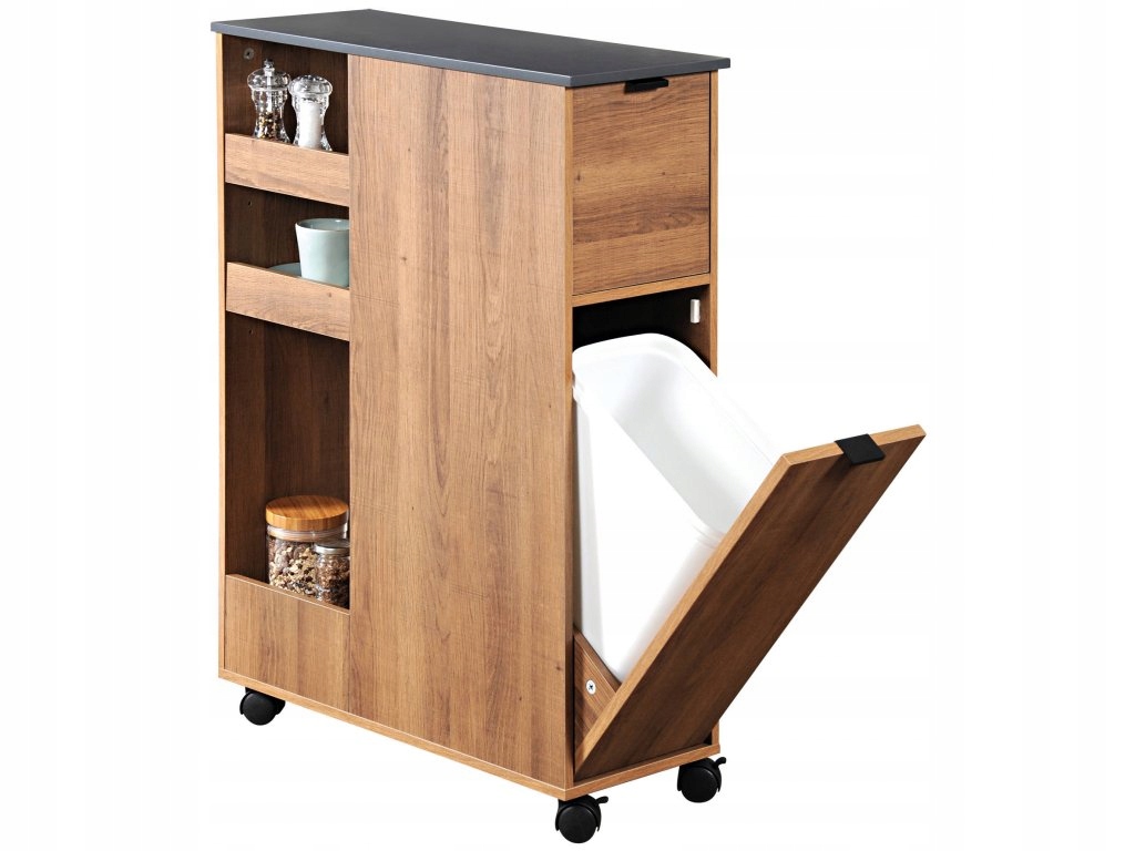 Kuchynský vozík s košom na odpadky, rustikálne, Kesper