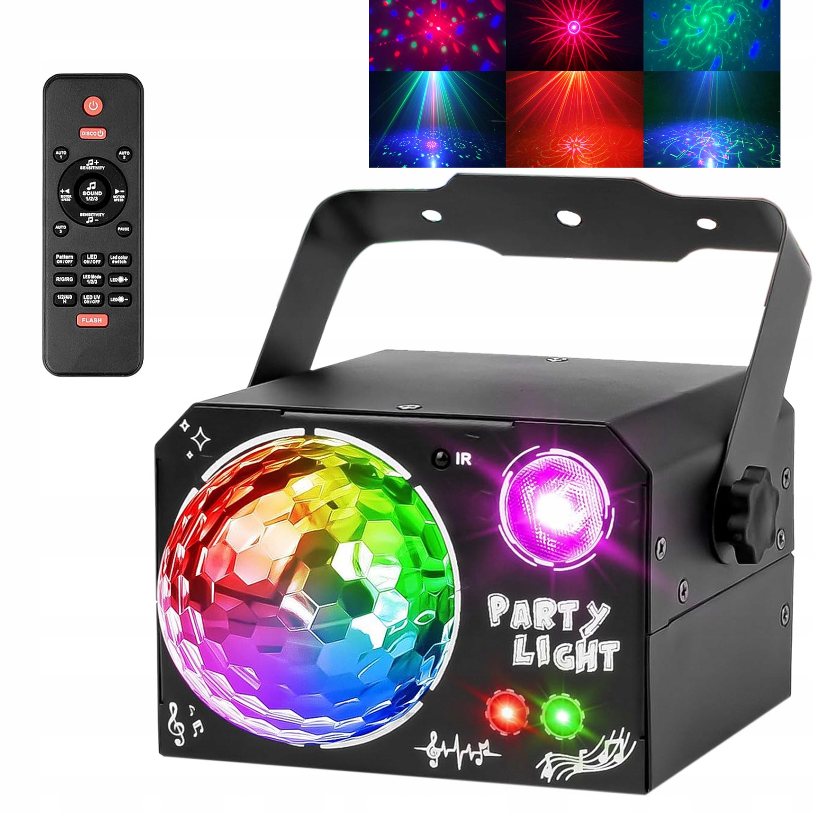 Led Světelný Efekt Disco Osvětlení Na Párty Laserová Koule Rgb Uv 4V1
