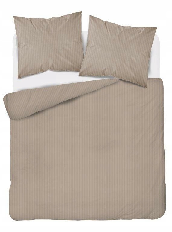 Povlečení damaškové 160x200 taupe béžová, tmavé jednobarevné pruhy 1 cm Pure