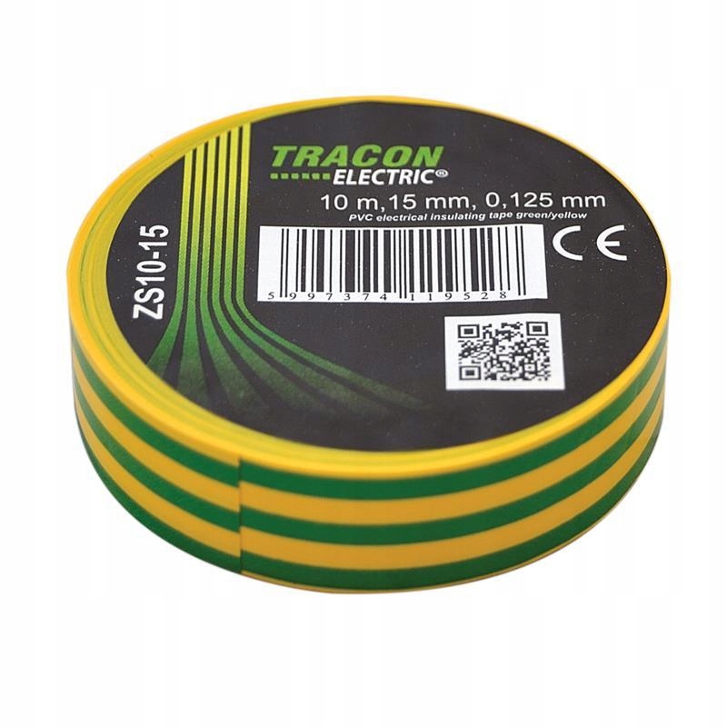 

Taśma izolacyjna 10mx15mm żółto-zielony