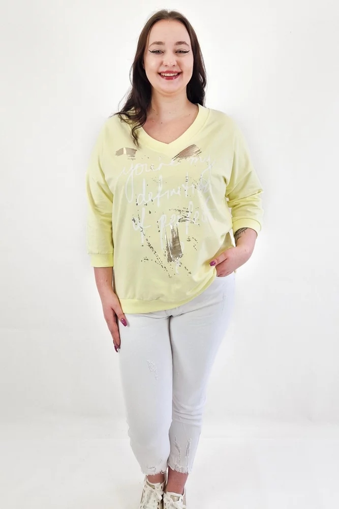 Mikina s s potiskem Perfekt Žlutá XL