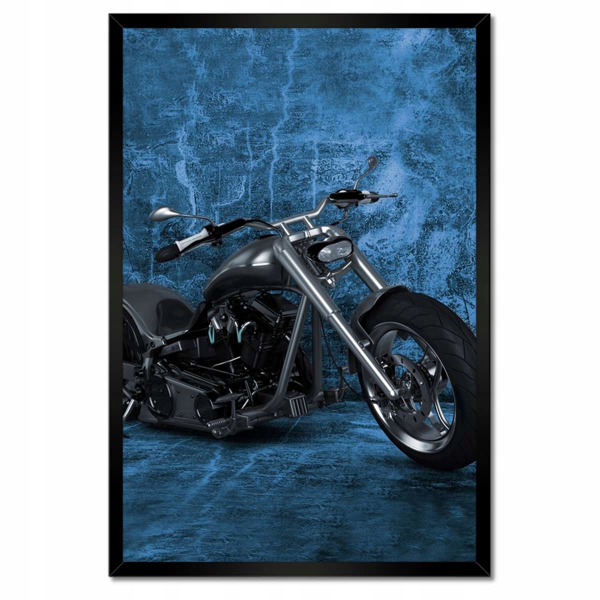 Plakáty v rámu 40x60 Modrá stěna Motocykl
