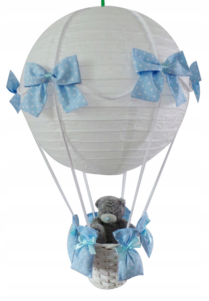 Lampa Latający Balon z misiem Niebieska W Kropki