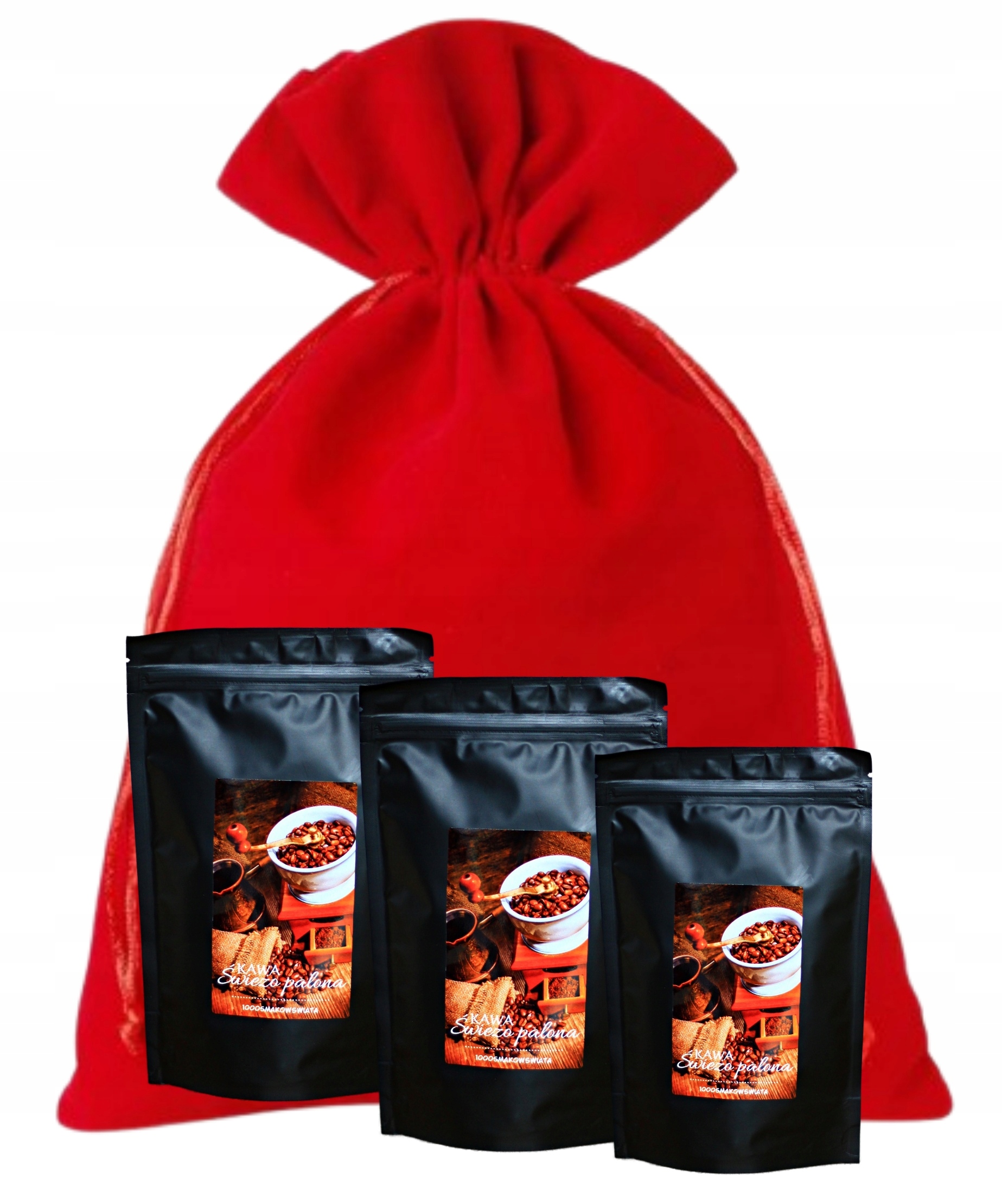 Zestaw kawy naturalne Arabika 6 szt lniany worek