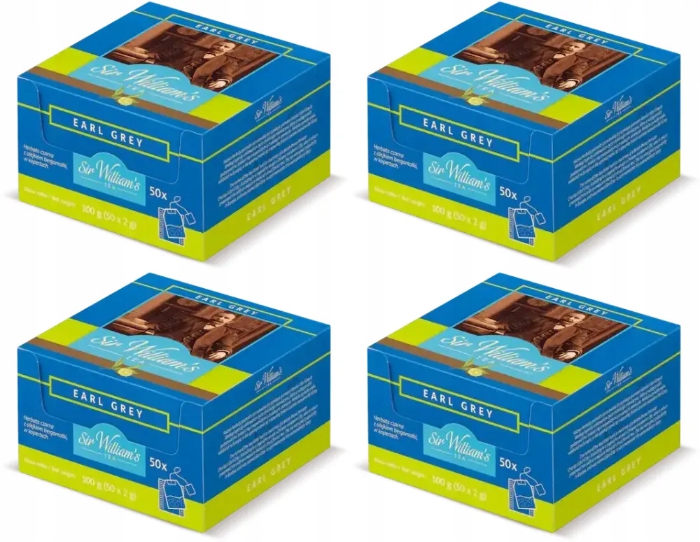 Herbata Sir William's Tea Earl Grey ekspresowa 50 torebek x4