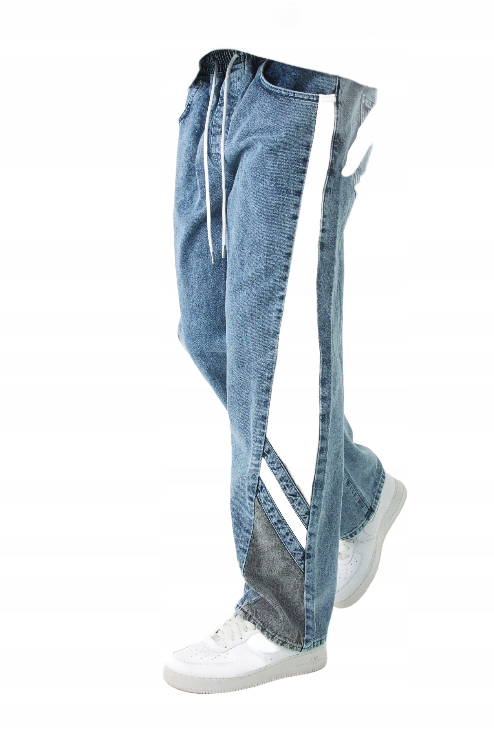 Boohooman Pánské Džíny Jednoduché Modré S Bílými Pruhy M Z3A