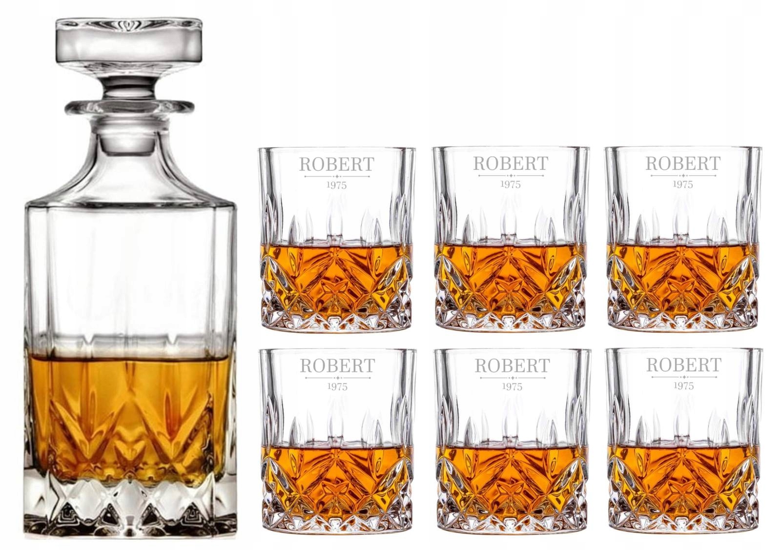 Sada karafy a 6 pohárov na whisky s gravírovaním ako darček Bohemia