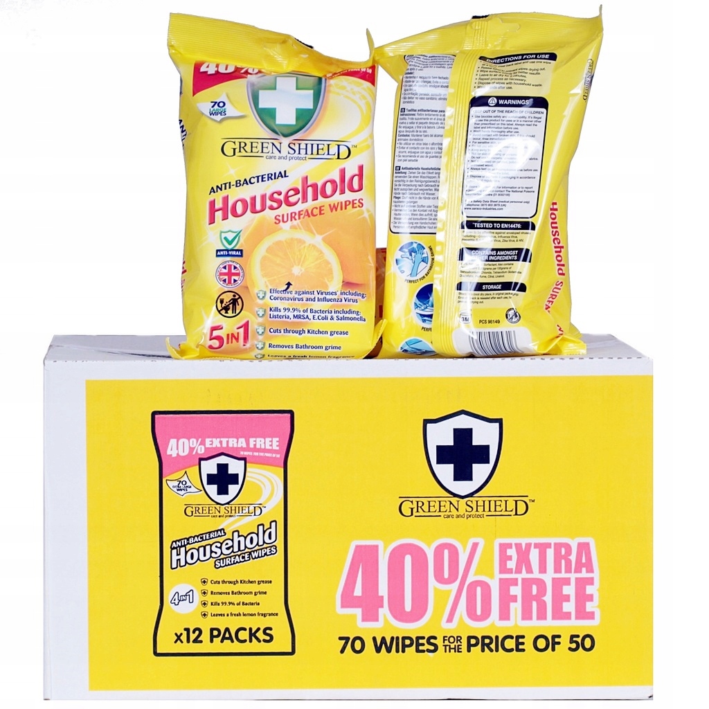 Levně Green Shield antibakteriální ubrousky 12x70ks, sada