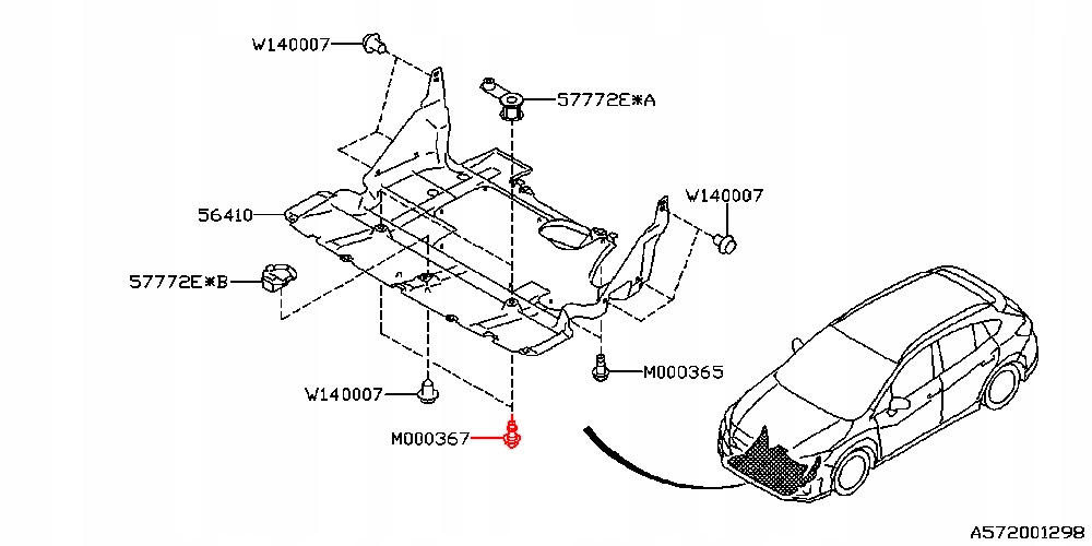 SUBARU XV OUTBACK ŚRUBA MOCOWANIA OSŁONY SILNIKA Typ samochodu Samochody osobowe