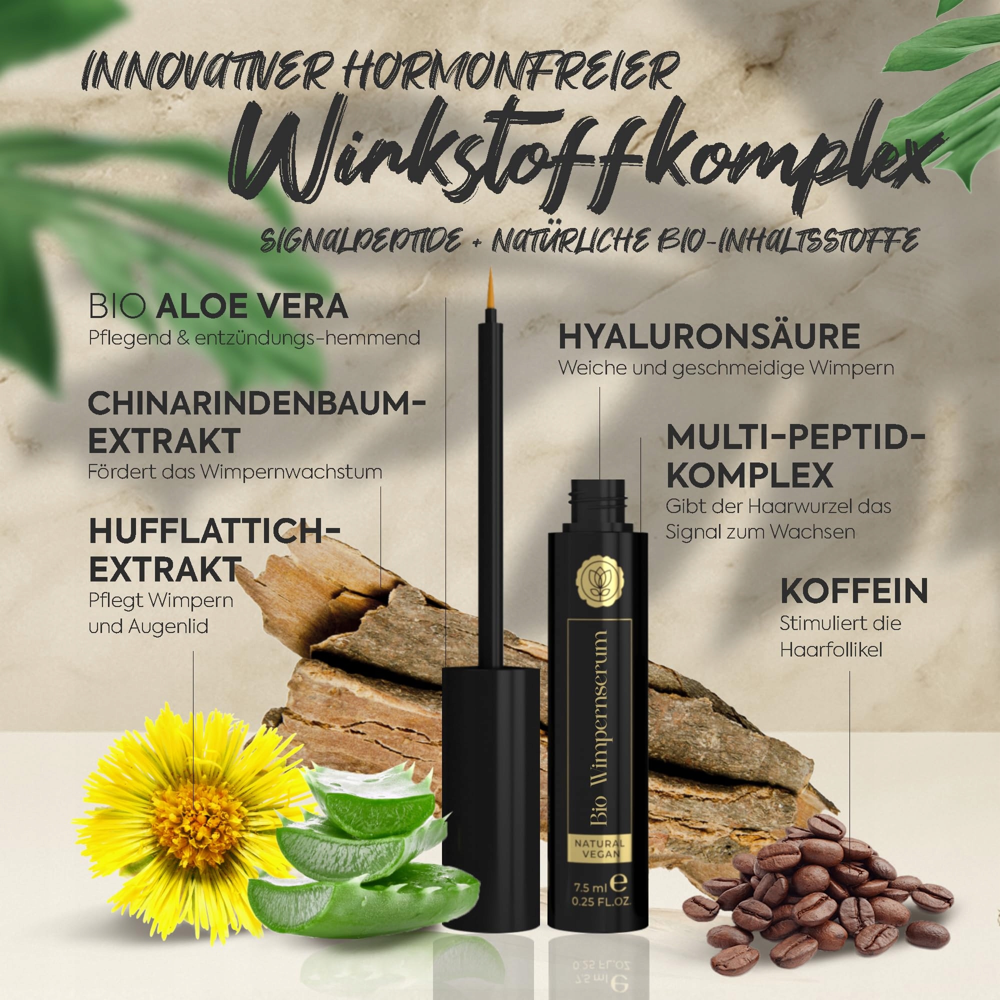 BIO Serum Do Rzęs Wzrost Bez Hormonów Peptydy Kofeina Biotyna 7,5ml — miniatura 4