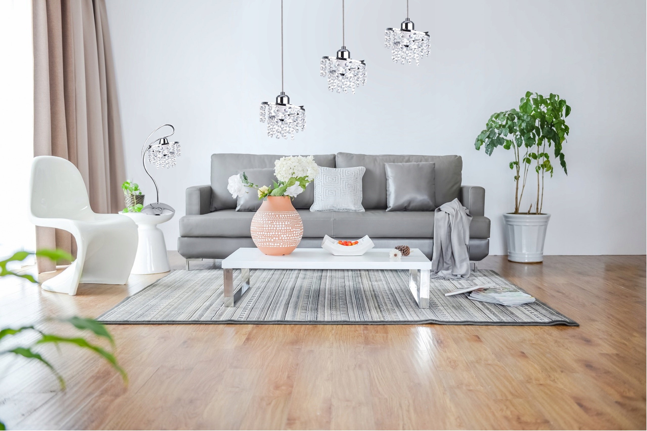 LAMPKA NOCNA STOŁOWA KRYSZTAŁOWA CHROM LED PERŁA Kod producenta LN-0230