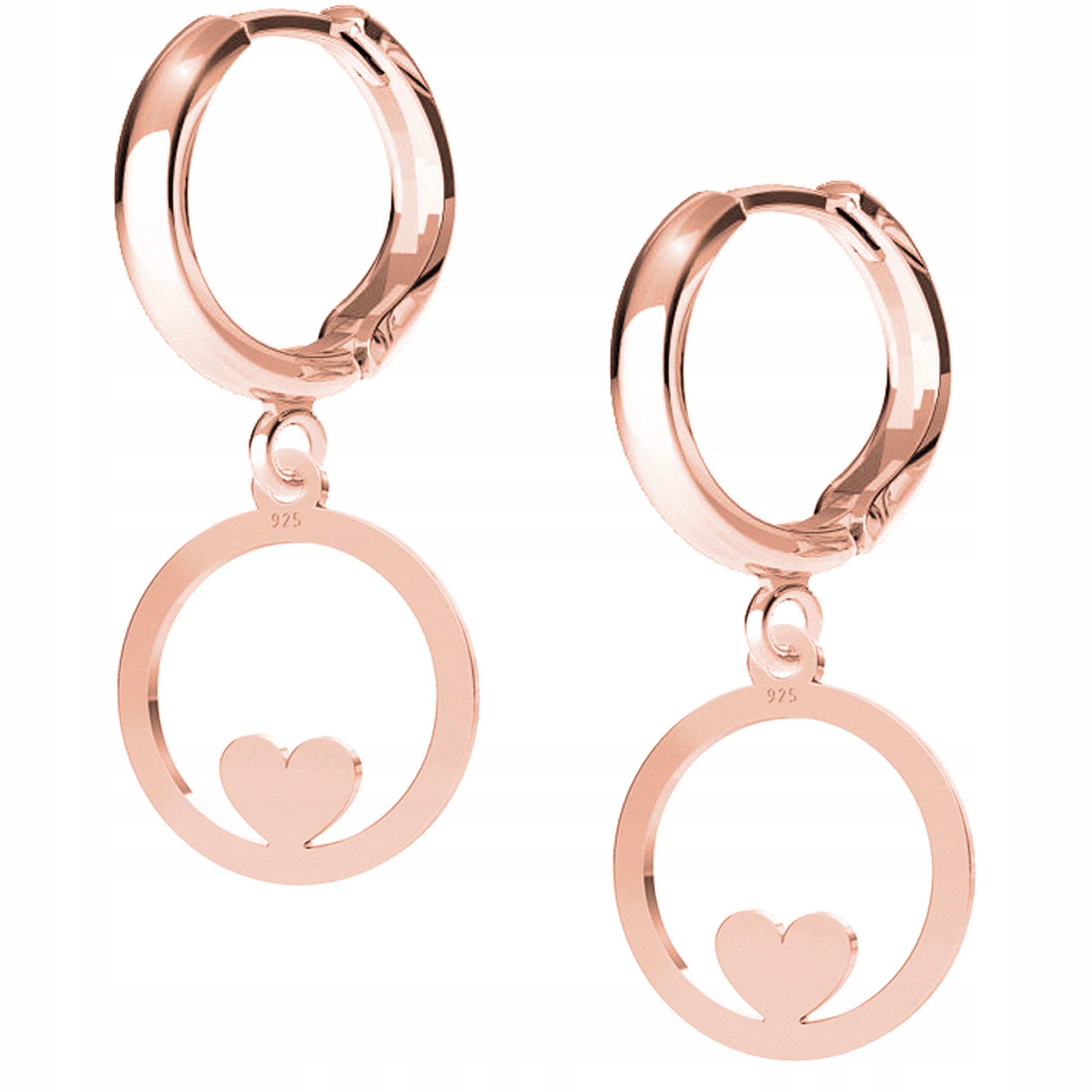 Náušnice Srdce Srdíčko růžové zlato 925