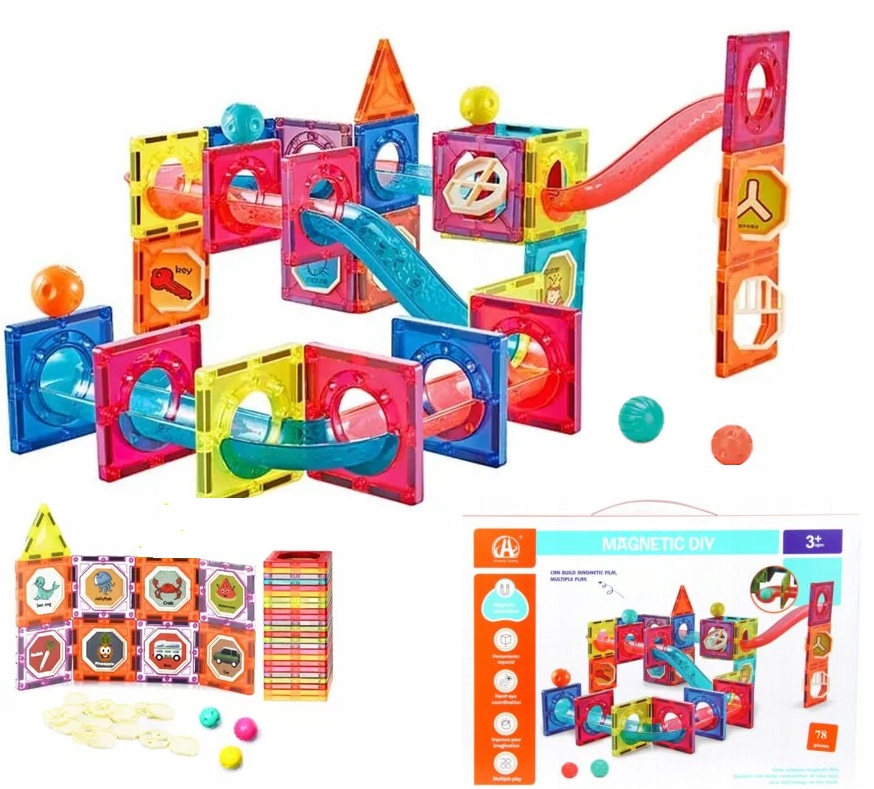 

Klocki Magnetyczne Tor Kulkowy Labirynt Kulek 78el