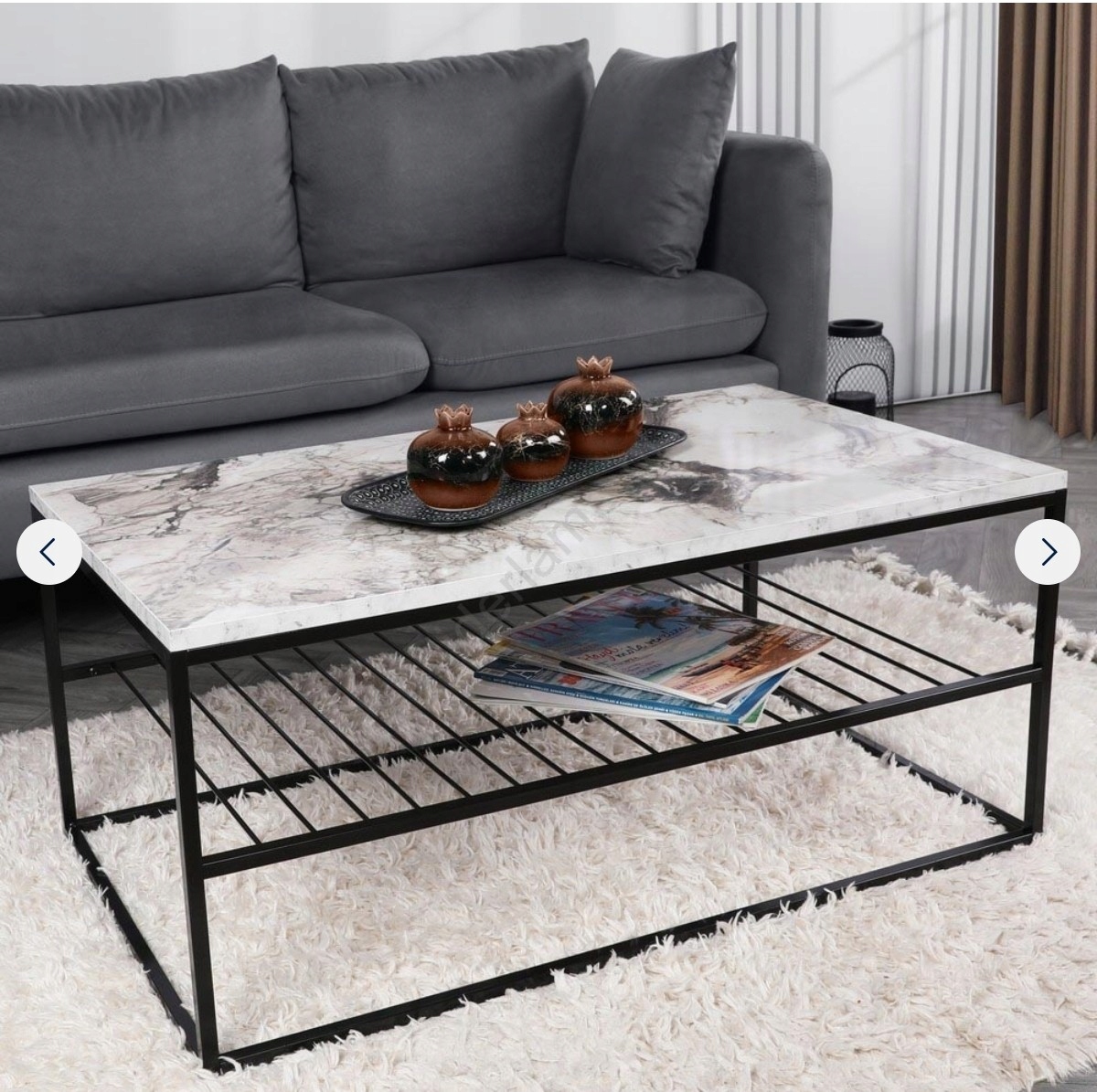 konferenčný stolík Asude 43x95 cm farba Biela Mramor A Čierna