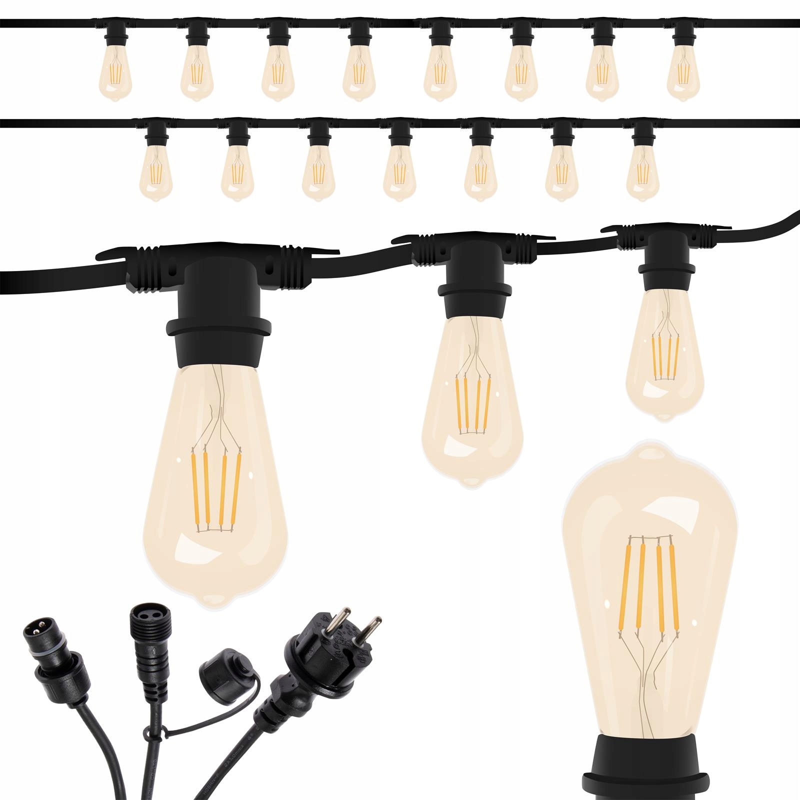 

Girlanda Ogrodowa 15M 15x Żarówki Vintage Edison