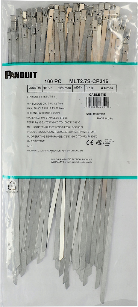 PANDUIT Opaski stalowe 316 259x4 6 MLT2 7S CP316 Width 4 6 mm