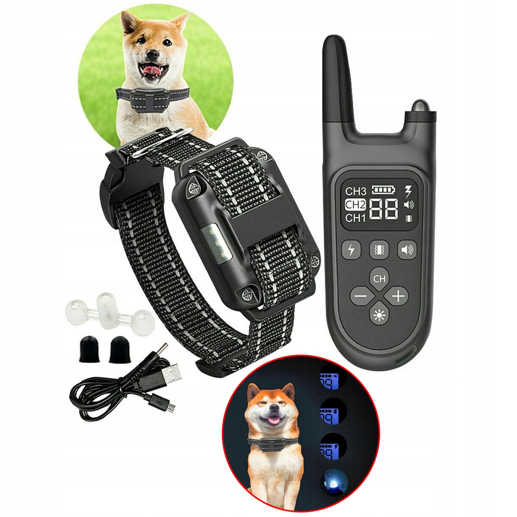 Elektrický Obojek Pro Psa Treser Antivrchní Dosah 800 M Led Dálkové Ovládání
