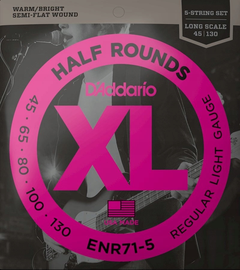 D'addario půlkulaté kytary ENR71-5 strun (45-130) 5 strun