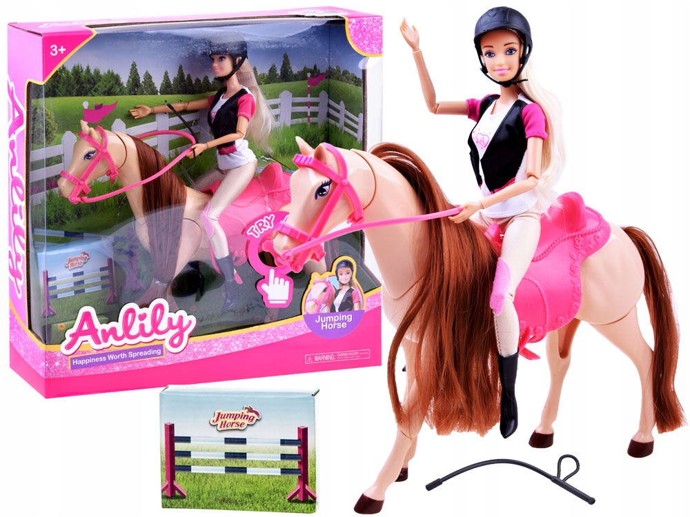 Lalka Anlily Dżokejka z koniem chodzący koń ZA2454 Marka inna