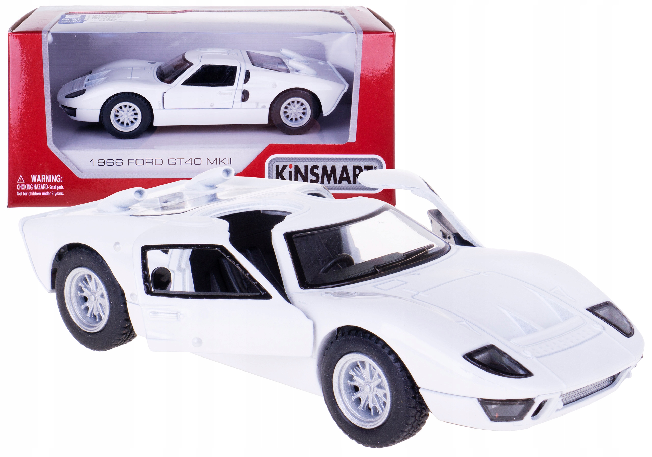 

Ford GT40 Mkii Model Metal Kinsmart 1:32 Box Biały