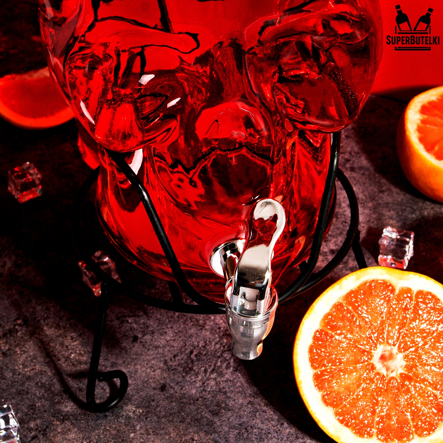 SŁÓJ SZKLANY z KRANIKIEM 5L na LEMONIADĘ SOK WINO DYSTRYBUTOR WODY CZASZKA Pojemność 5 l