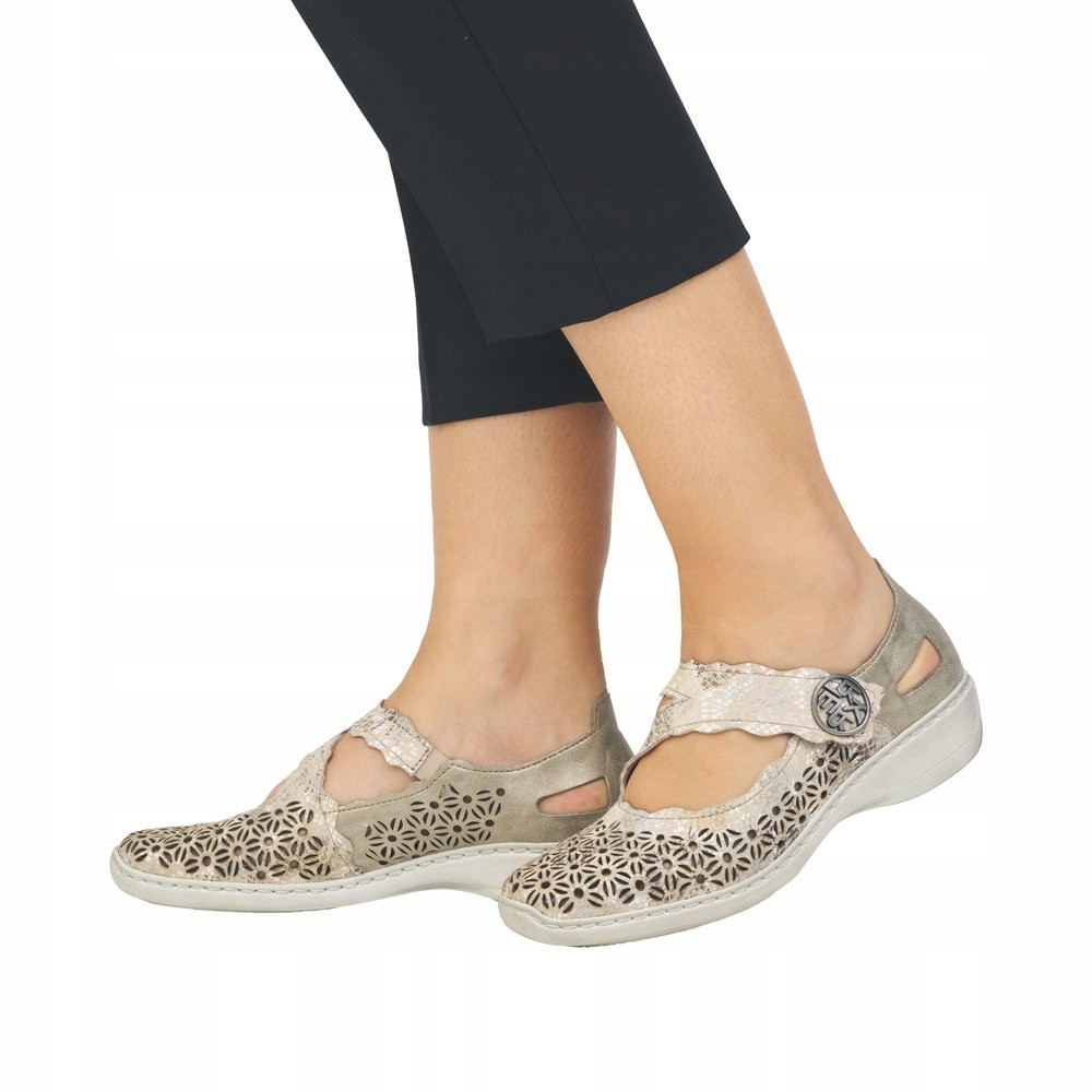 Rieker dámské polobotky ažurové, béžové 37