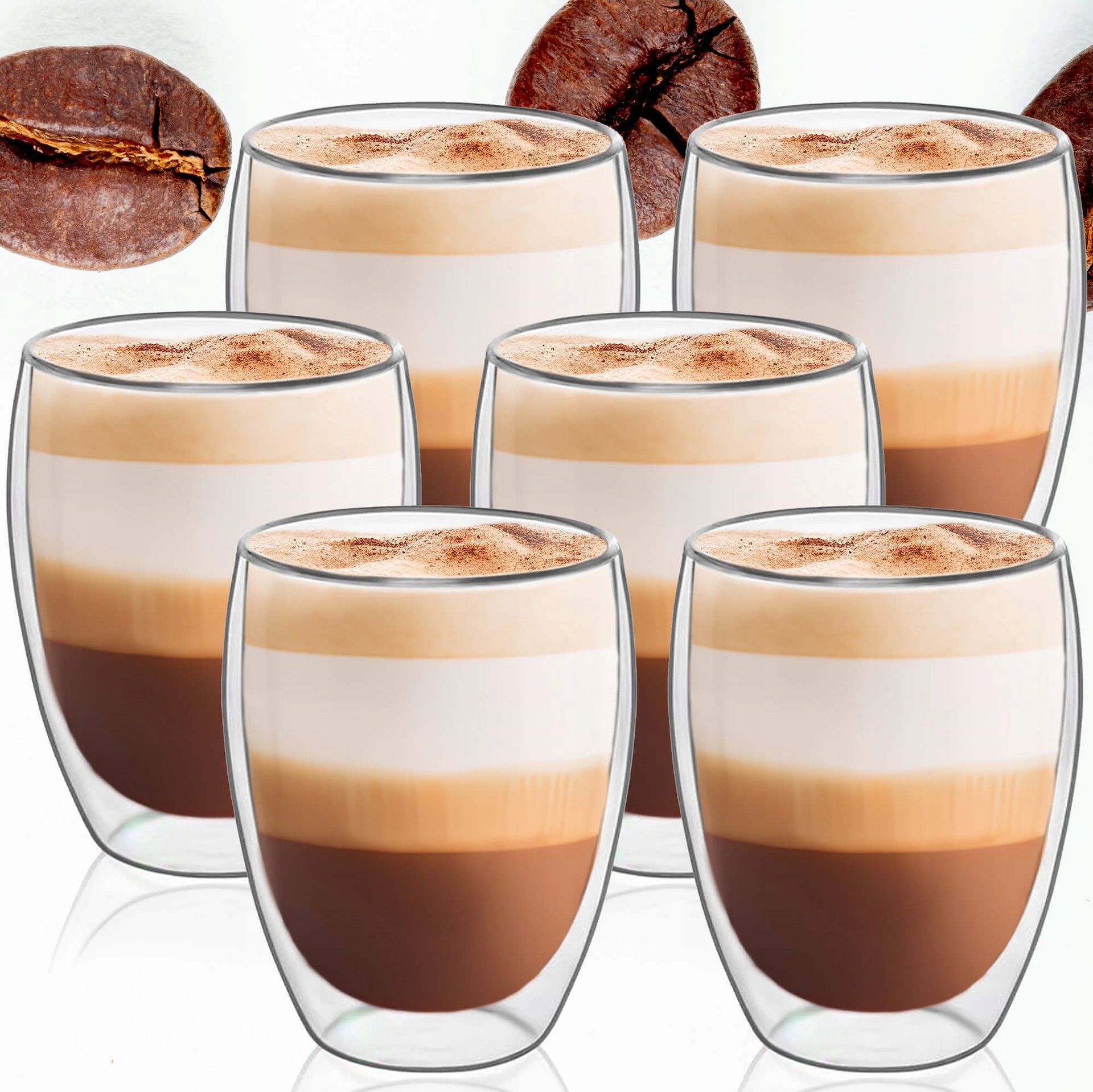 6 x Termo Sklenice Na Kávu Latté Čaj S Dvojitým Dnem 350 ml Dárek