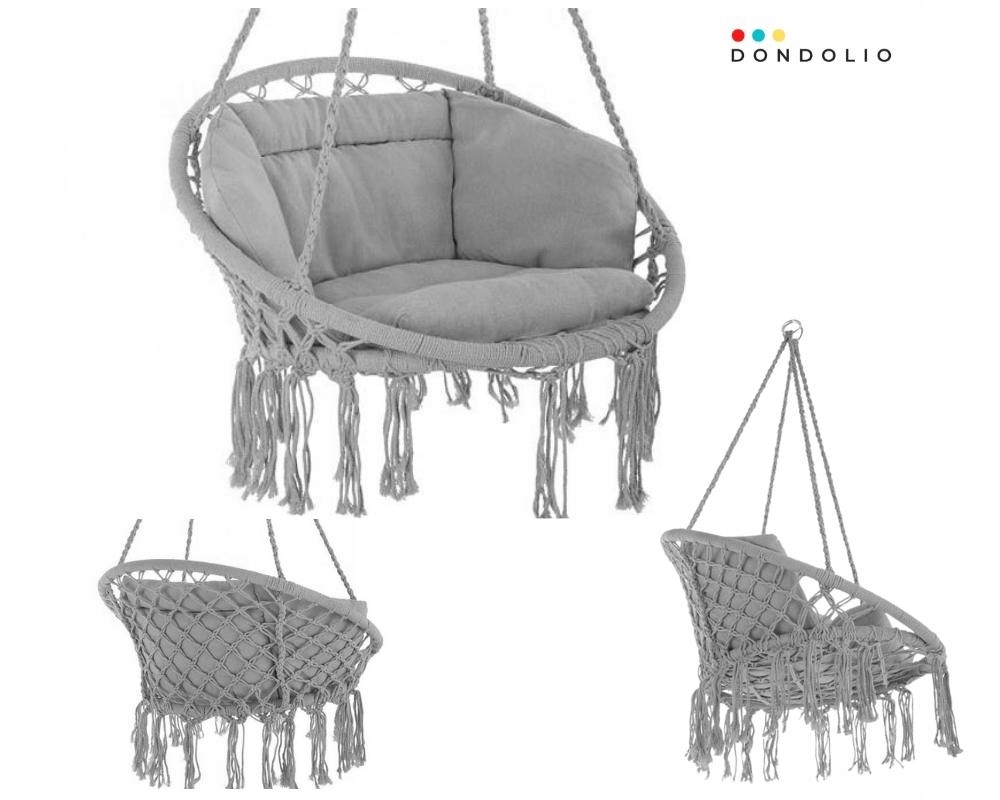KRZESŁO WISZĄCE PODUSZKA MAKRAMA BOCIANIE GNIAZDO