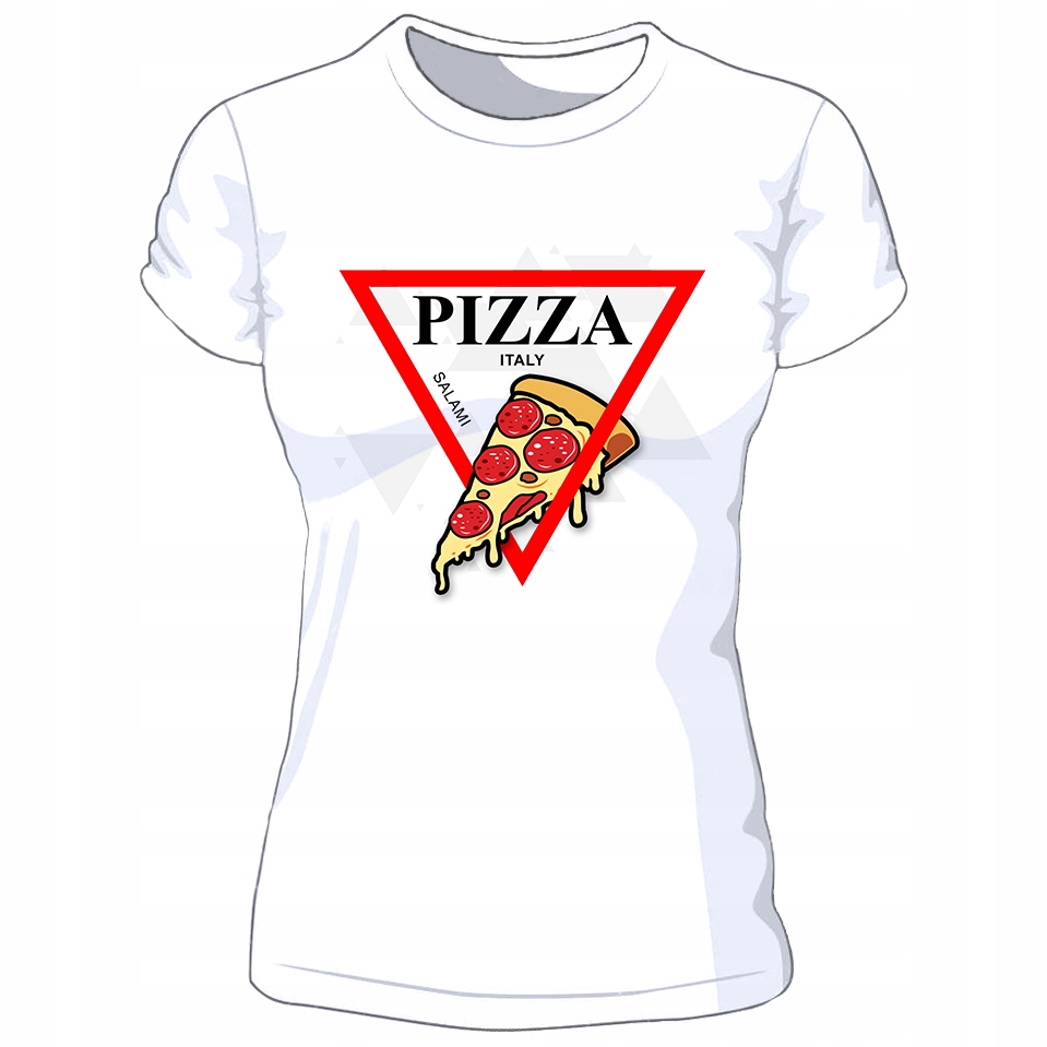 

Damska biała koszulka Jedzenie Pizza r.L