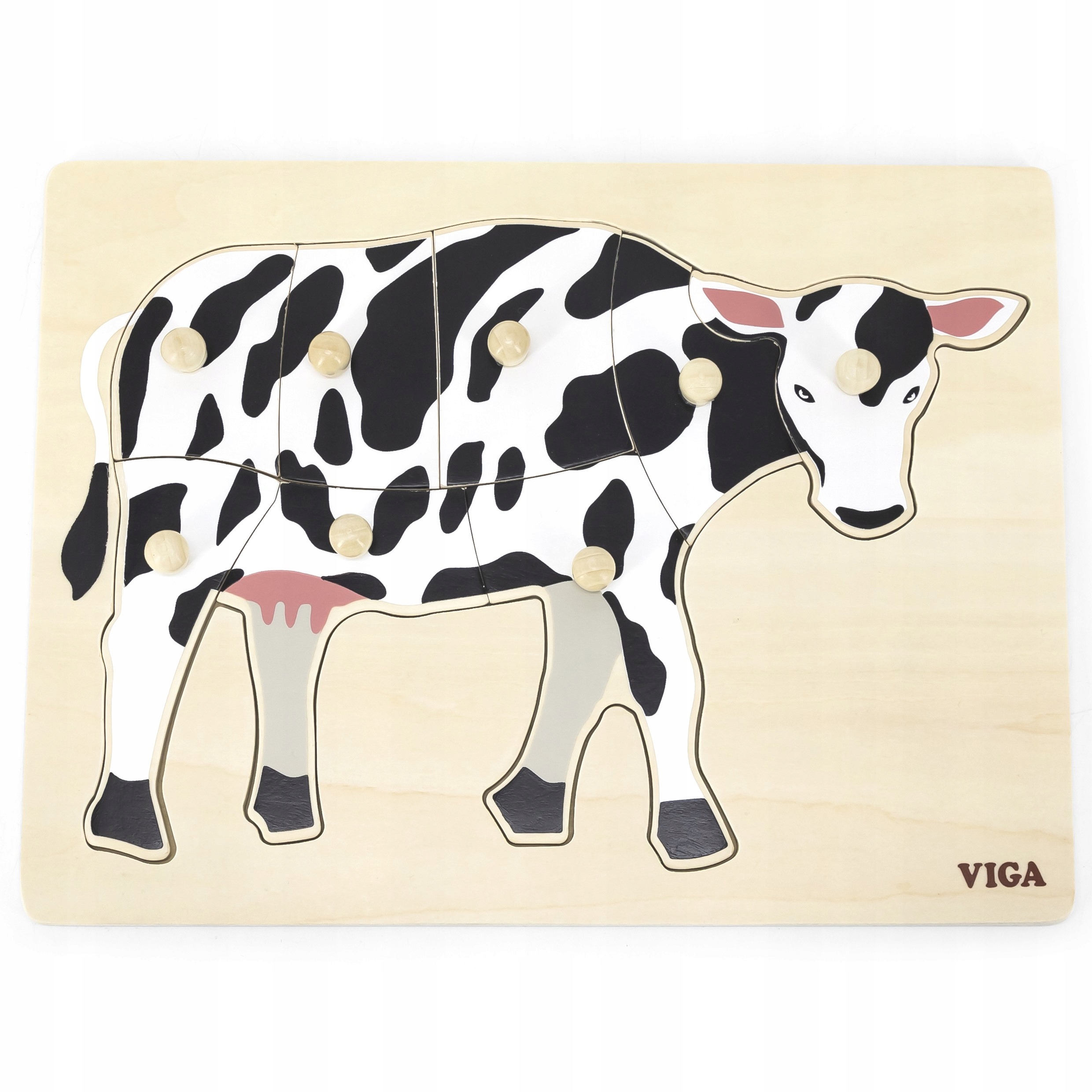 

Viga Drewniane Puzzle Montessori Krowa z Pinezkami