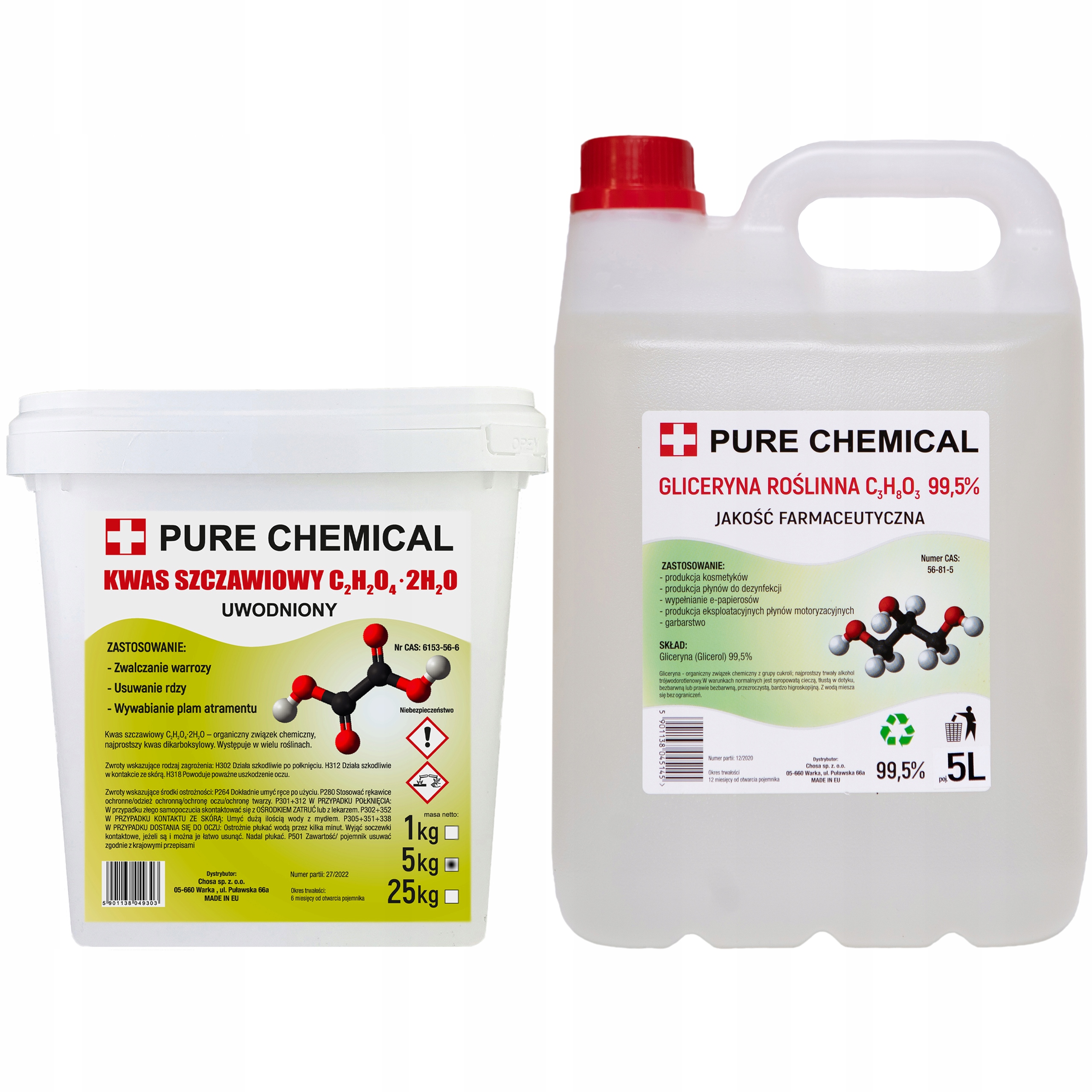 Kwas Szczawiowy 5kg Gliceryna 6,25kg Na Warroze