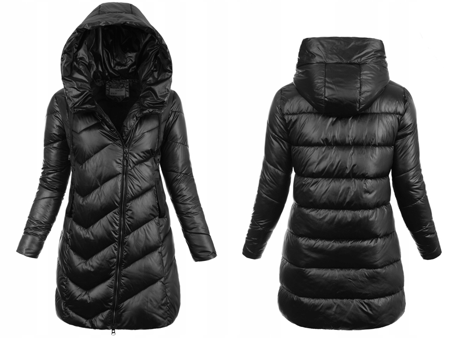 8007 Damska Zimowa Ortalion Kurtka Czarna 3XL