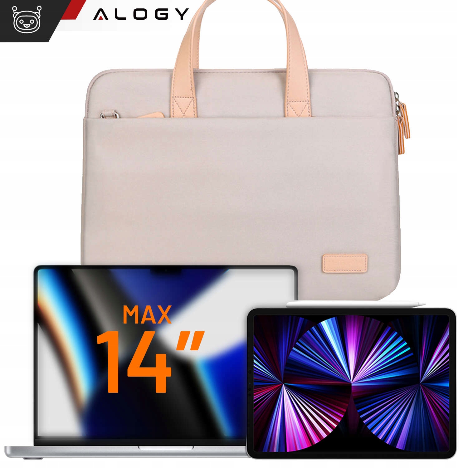 Torba etui na laptopa MacBook'a 14 do pracy szkoły pojemna Slim Pokrowiec Marka Alogy