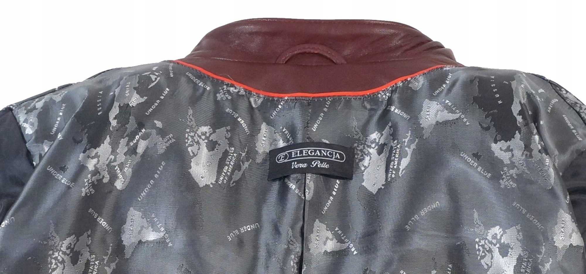 SKÓRZANA KURTKA MĘSKA BORDOWA 52 PILOTKA NOWOŚĆ N1 Długość do bioder