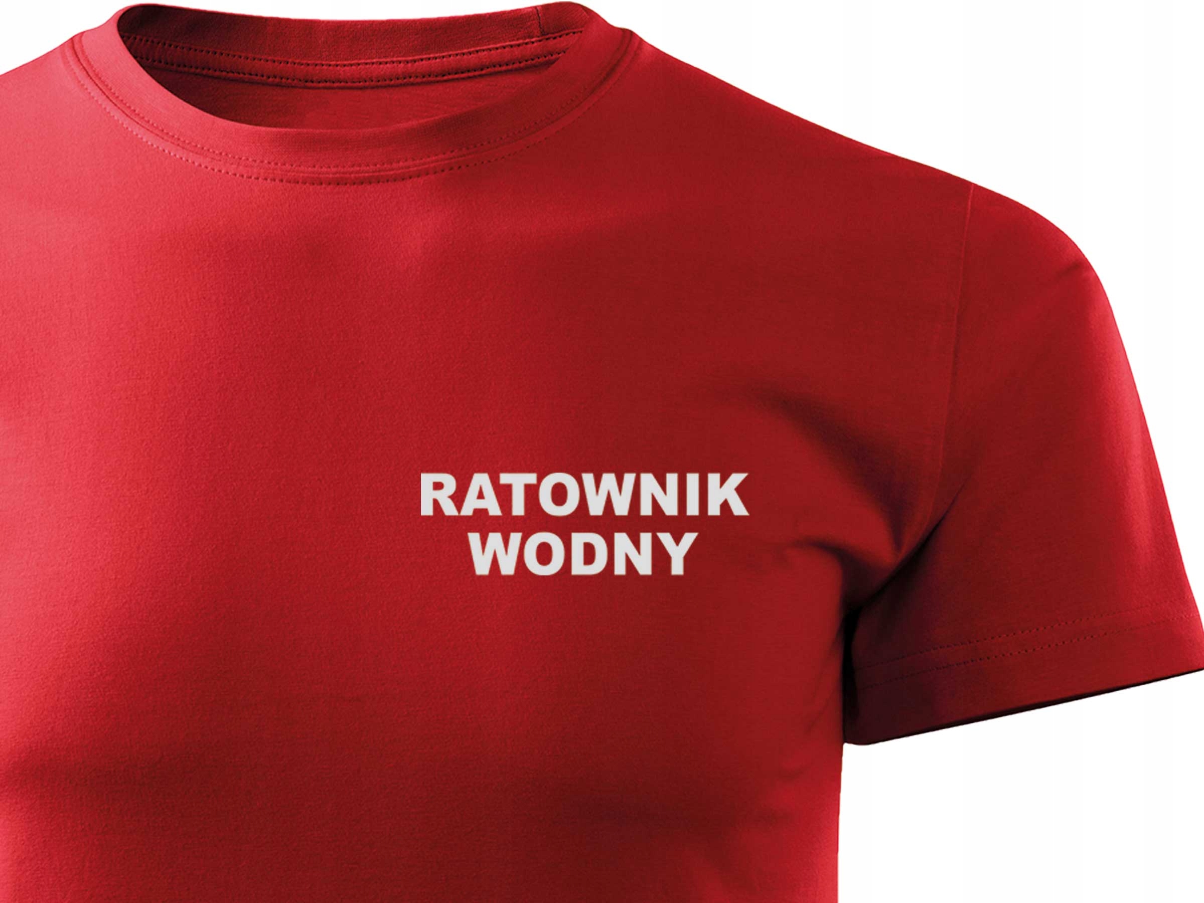 

Czerwony T-shirt Nadruk Odblaskowy Ratownik Wodny