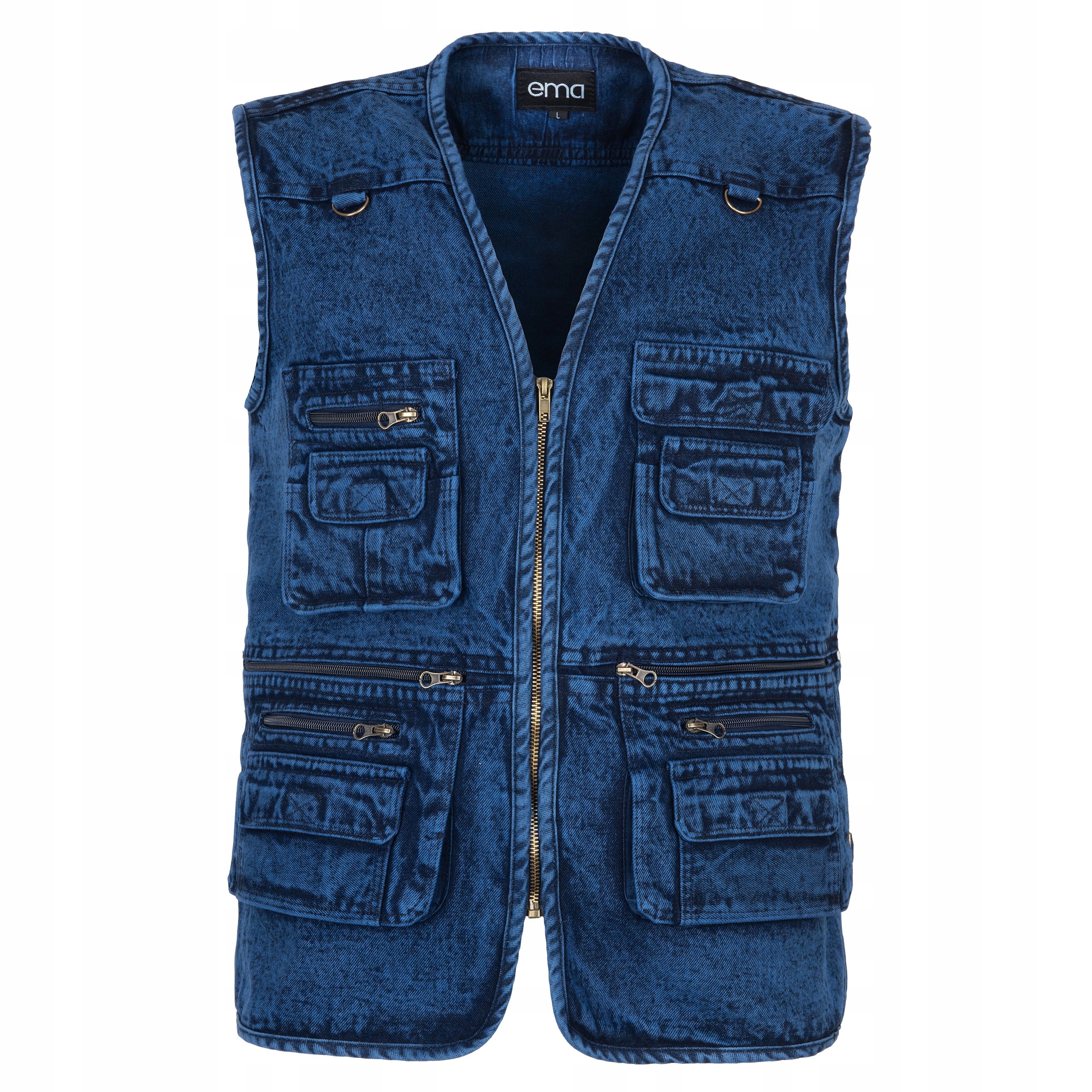 KAMIZELKA JEANSOWA MĘSKA BEZRĘKAWNIK DUŻO KIESZENI ROZ.L