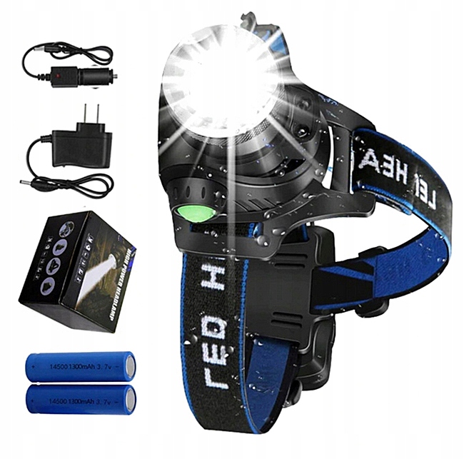 Q6R03 Led Zoom Cree XM-L T6 Czołówka Moc Latarka C