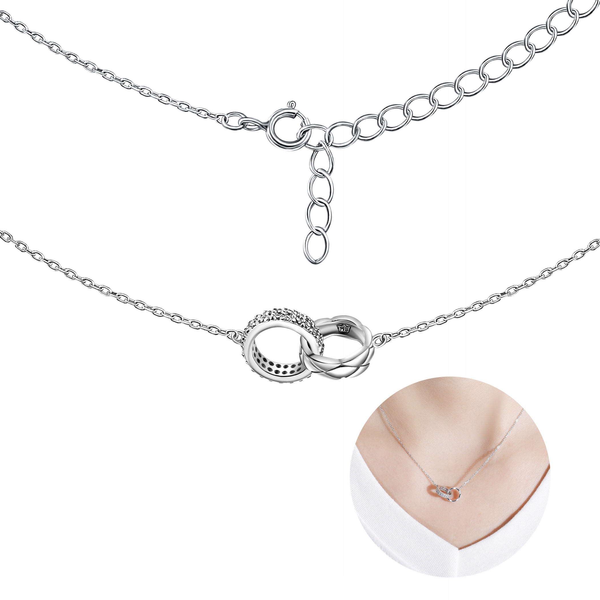 Stříbrný náhrdelník řetízek dámský s přívěskem kolečka celebrita stříbro 925