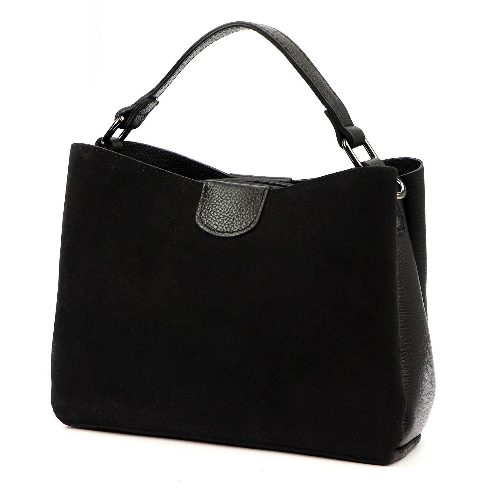 Dámská kožená černá kabelka přes rameno s připínacím popruhem Luka