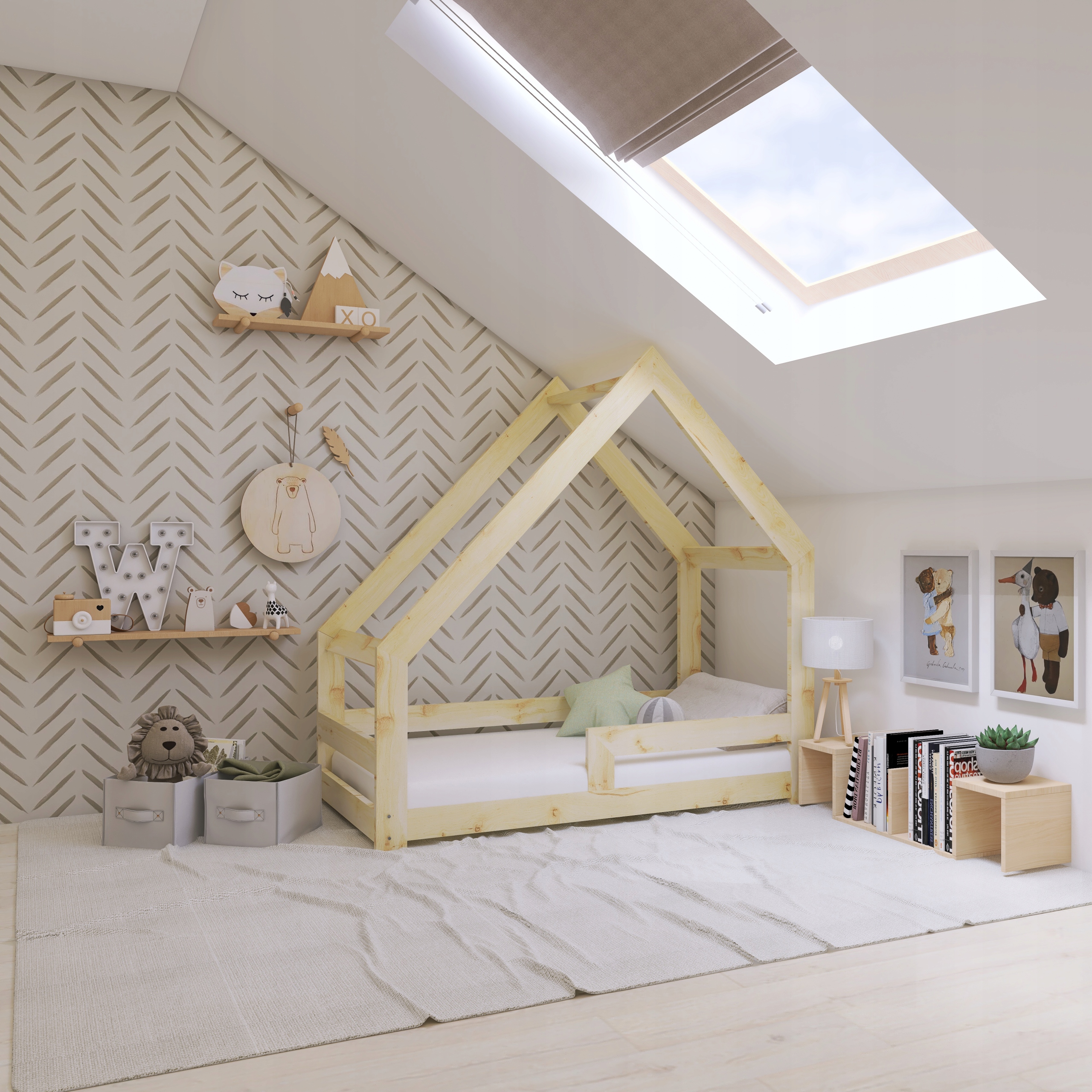 ŁÓŻKO DOMEK DZIECIĘCE 140x70 DLA DZIECI +STELAŻ W2 Marka inna