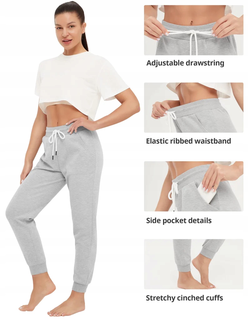 DAMSKIE SPODNIE DRESOWE SZARE Rozmiar L Kolor szary