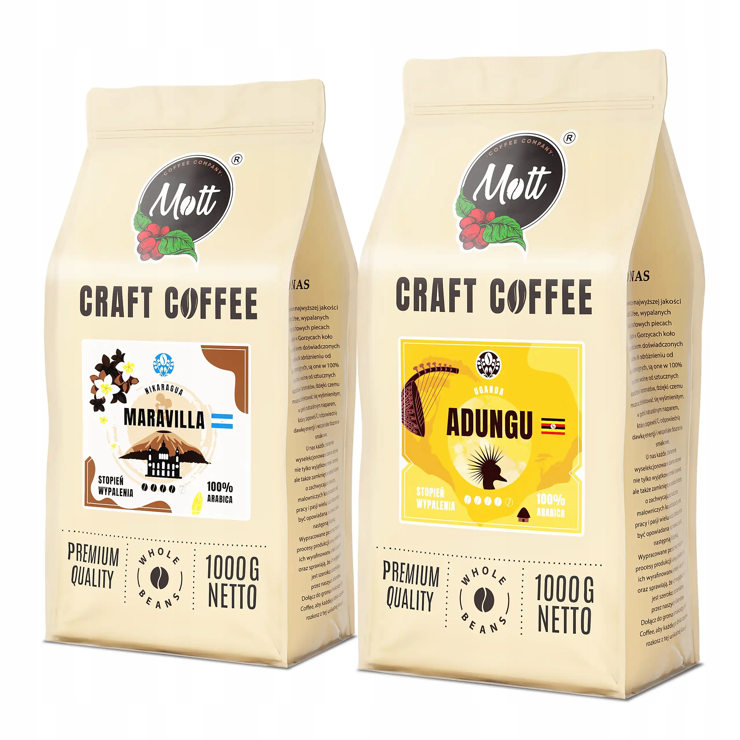 Káva Zrnková 2 kg Set Nikaragua Uganda 100% Arabica Čerstvě pražená