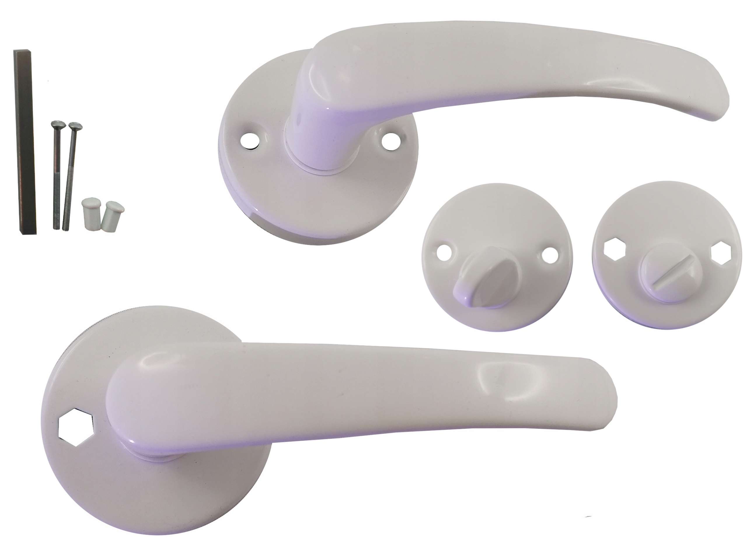 

Klamka Biała Biszkopt Okrągły Szyld Rozeta Wc