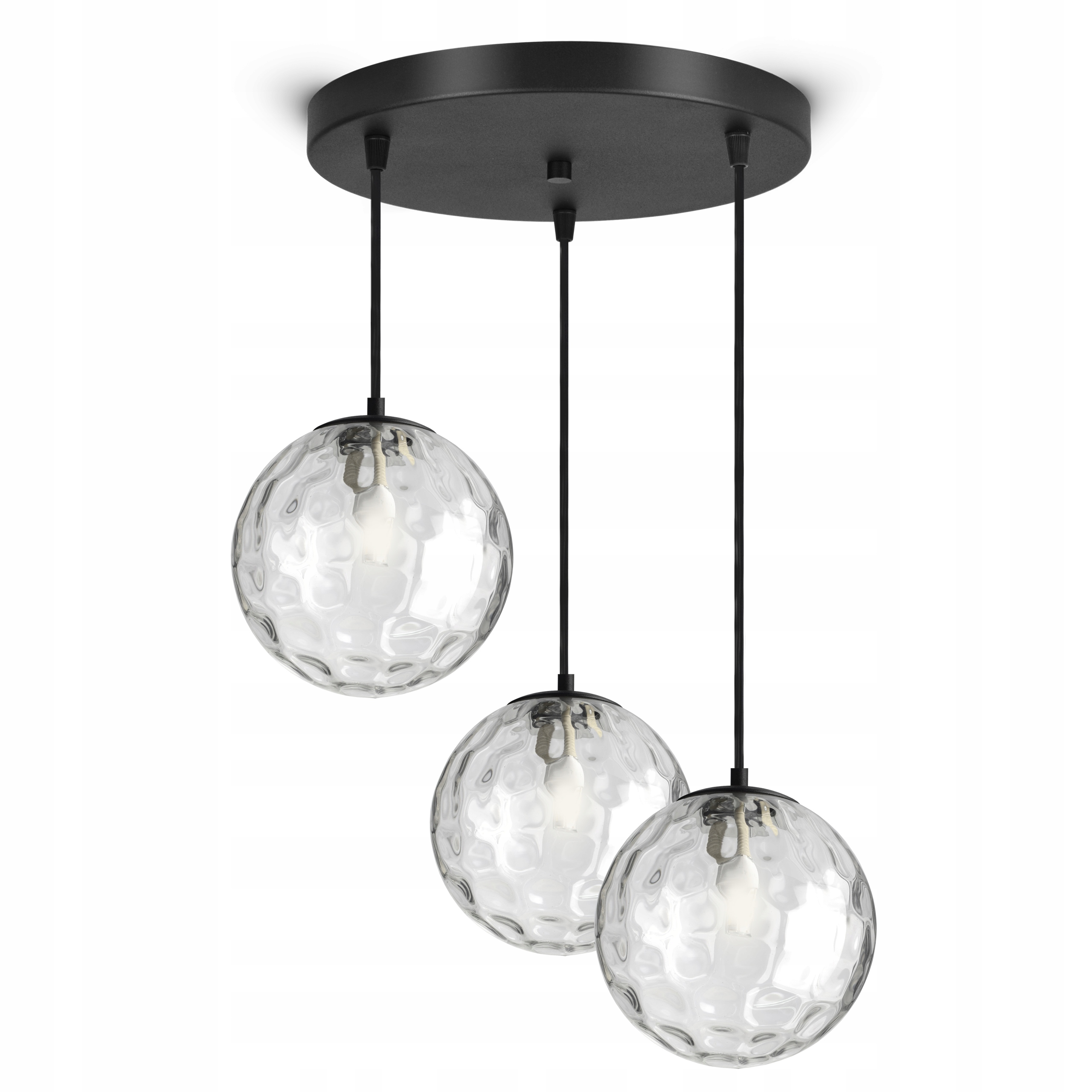 Závěsná stropní lampa Lustr Tři skleněné koule Průhledné nad stolem