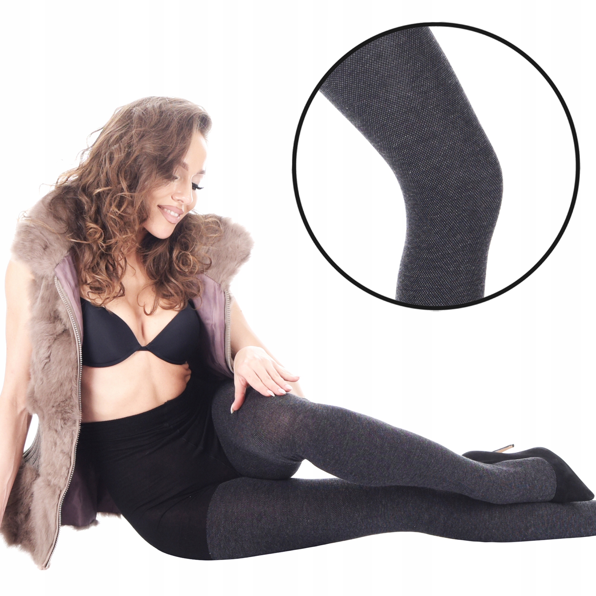 

Orirose ciepłe Włoskie rajstopy Wełniane z Wzorem