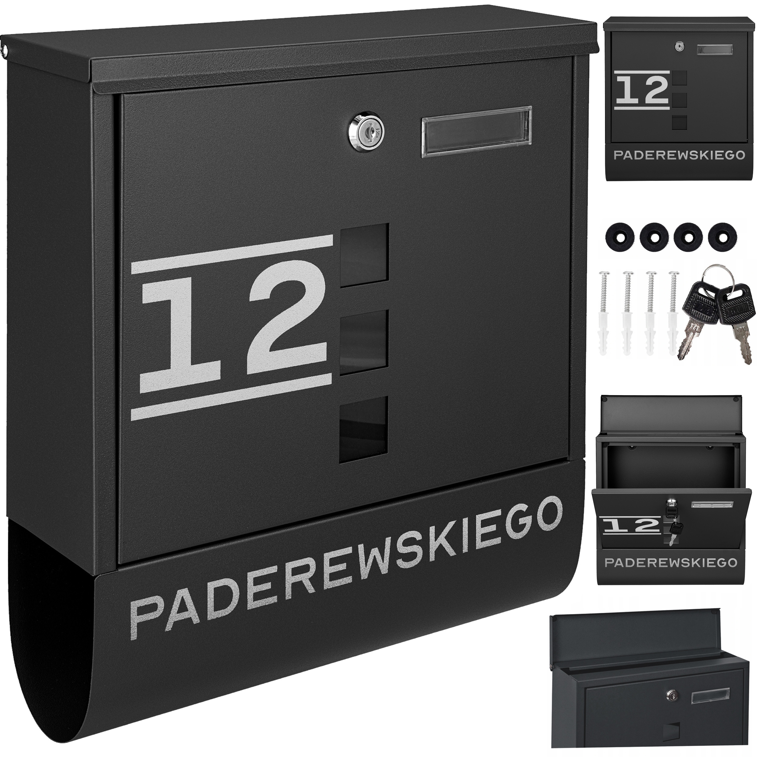 Poštovní Schránka Na Dopisy Novinová Tuba Černá Ulice Číslo Adresa