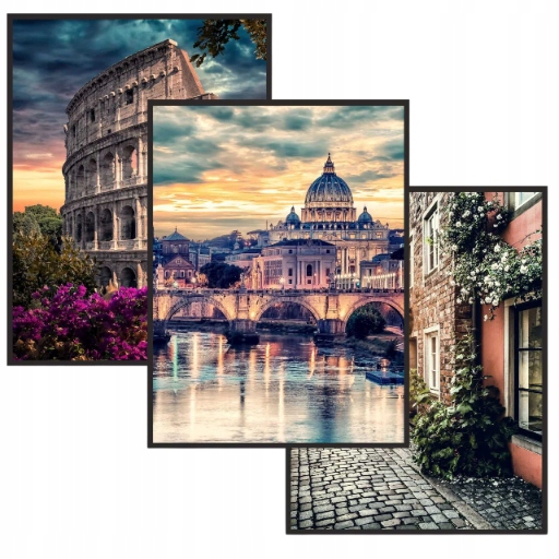 Obrazy na ścianę zestaw Plakatów z ramkami do sypialni salonu biura Rzym