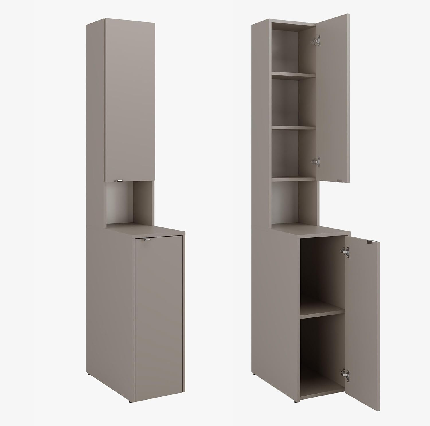 Koupelnový sloupek Lora 210 x 33 x 56 cm prostorná koupelnová skříňka šedá
